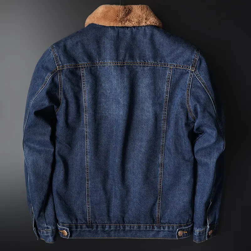 Jacket Top Autumn And Winter Fleece-lined Old Fashion Casual Denim Coat - Image 3