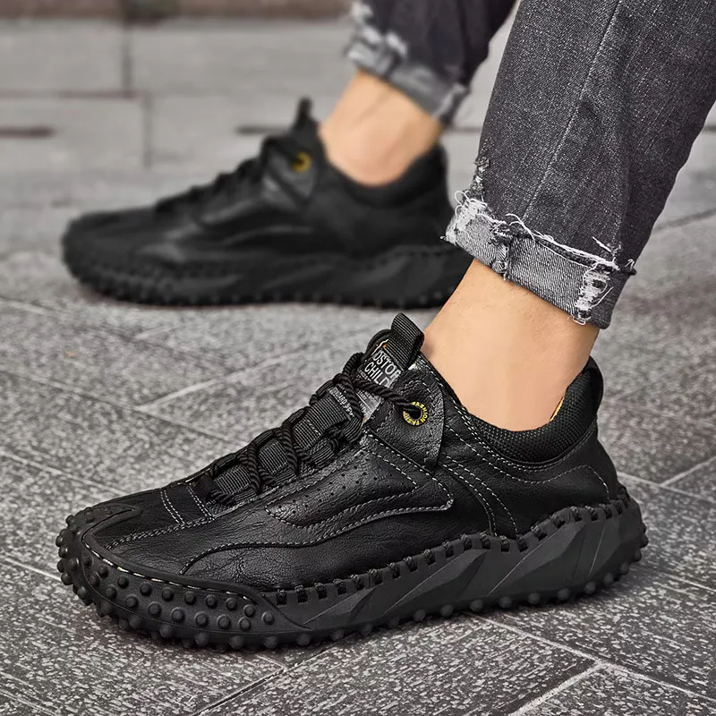 Lace-up Leather Men's Casual Shoes Plus Size - Image 2