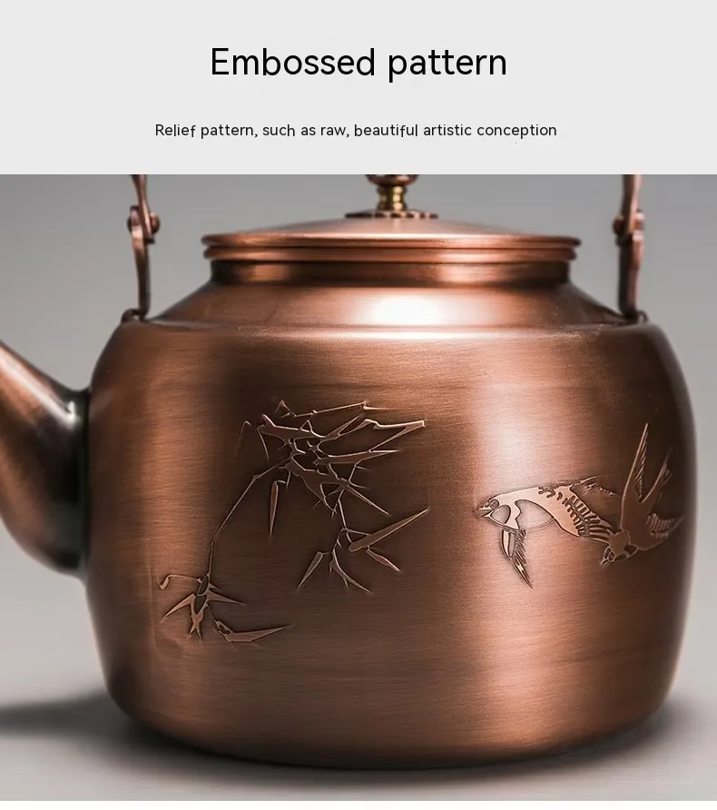 Copper Boiling Water Manual Mechanism Antique Tea Brewing Pot - Image 3