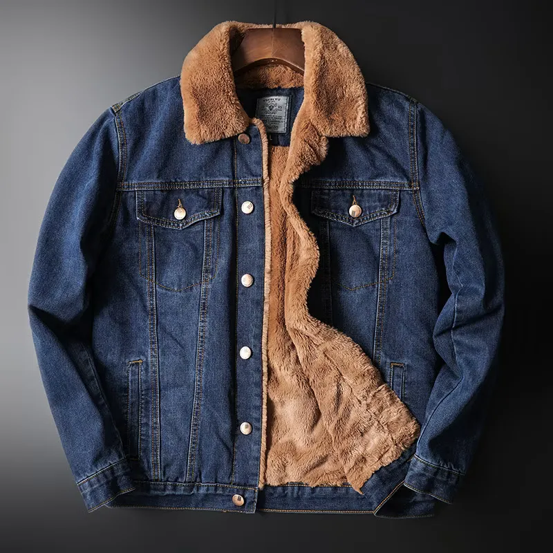 Jacket Top Autumn And Winter Fleece-lined Old Fashion Casual Denim Coat - Image 2