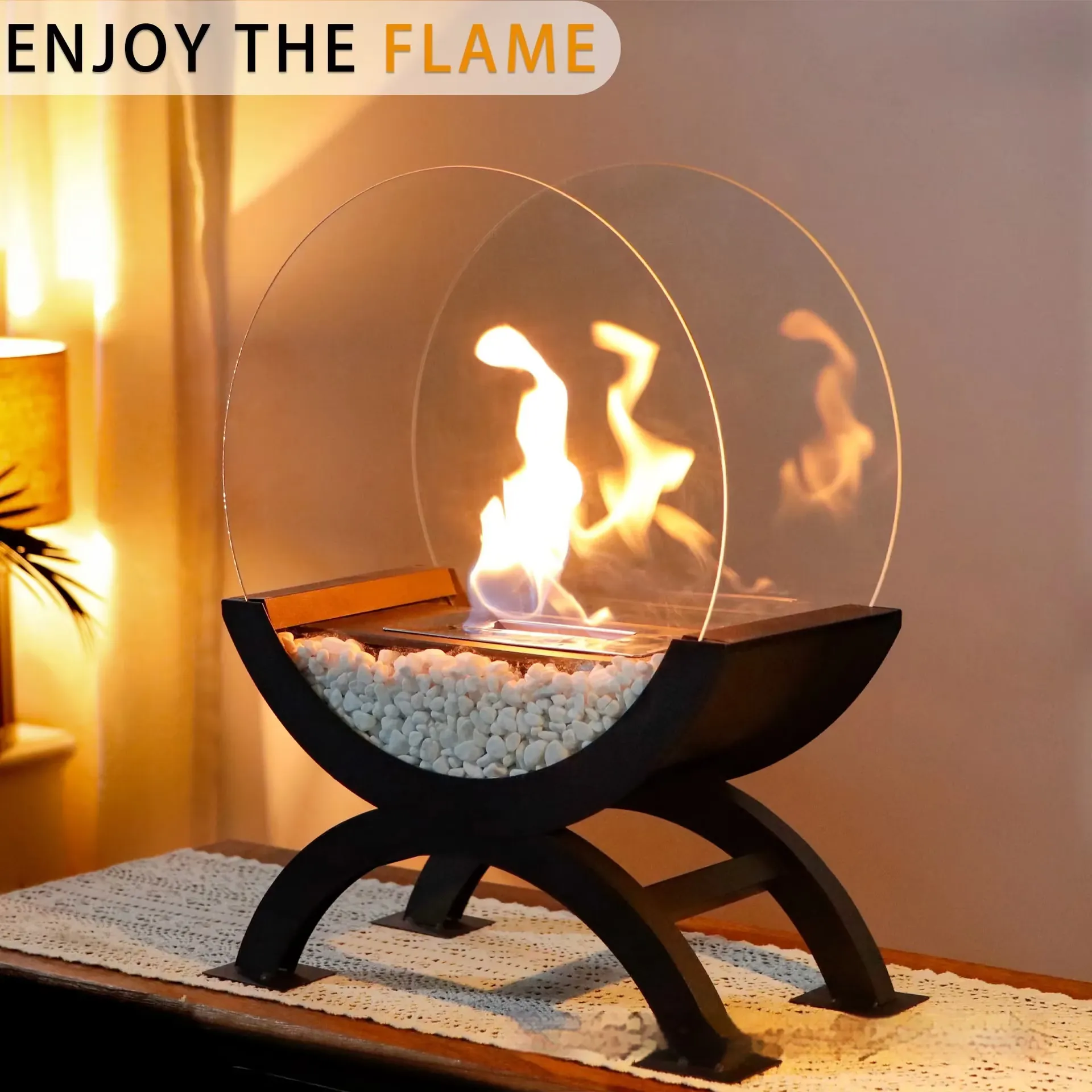 Indoor Small Desktop Alcohol Fireplace Lamp Home Heating - Image 2
