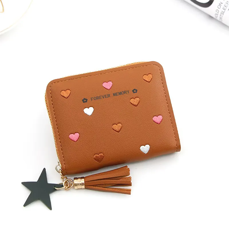 Embroidered Love Korean Women's Wallet Short Clutch - Image 3